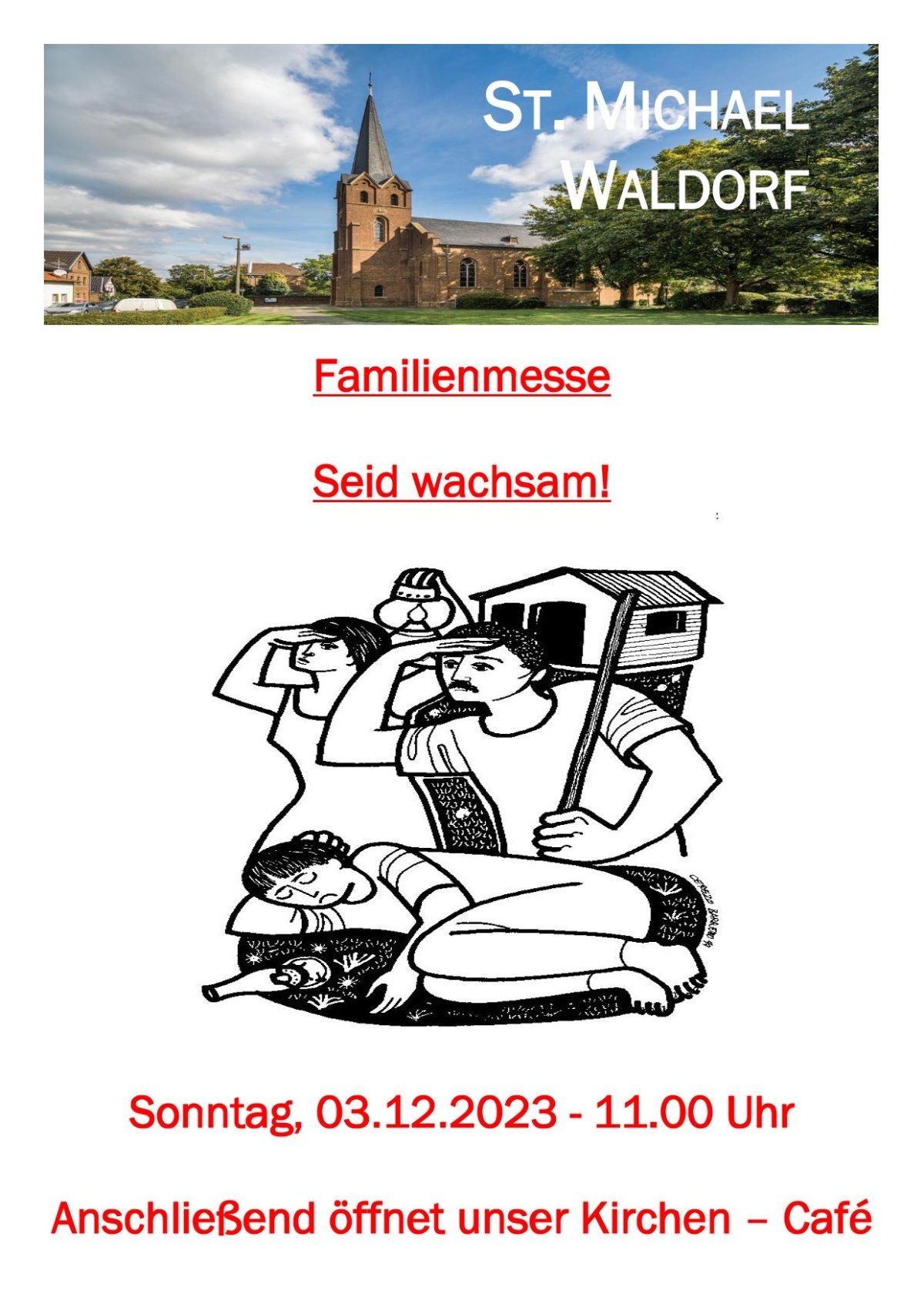 Familienmesse  St. Michael - Waldorf - 03.12.2023 - Seid wachsam - Plakat-1 (c) Pfr. Silvio Eick