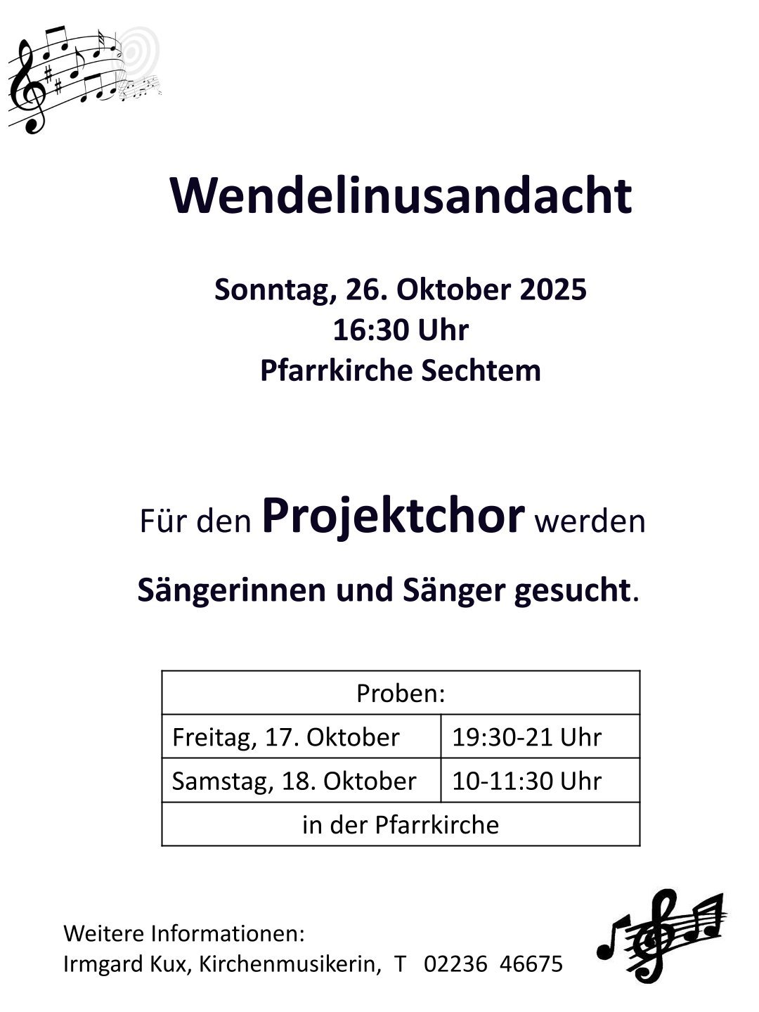 Plakat Wendelinus-Chorprojekt 2025-1 (c) Elke Kluitmann