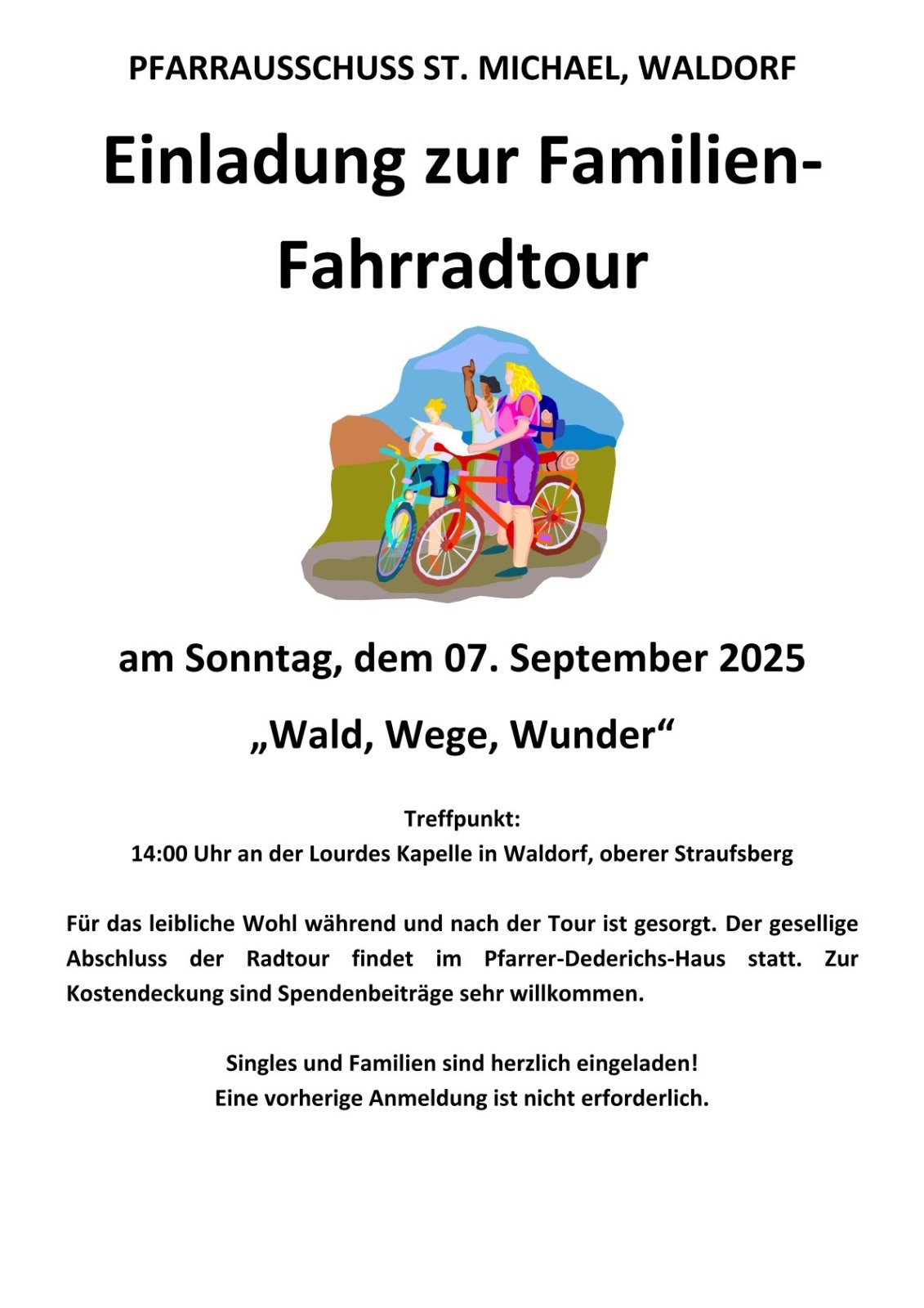 Plakat Familienradtour-2025-1 (c) Pfarrausschuss St. Michael, Waldorf